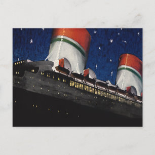 Vintage Reise, Urlaub auf einem Kreuzfahrtschiff b Postkarte