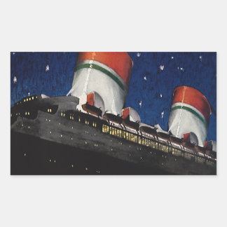 Vintage Reise, Urlaub auf einem Kreuzfahrtschiff b Rechteckiger Aufkleber