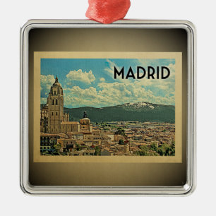 Vintage Reise-Verzierung Madrids Spanien Silbernes Ornament