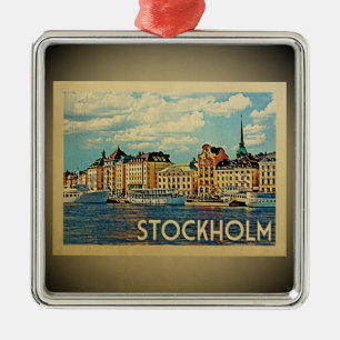 Vintage Reise-Verzierung Stockholms Schweden Silbernes Ornament