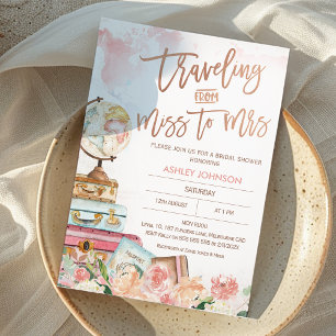 Vintage-Reise Von Miss Zu Mrs Brautparty Einladung