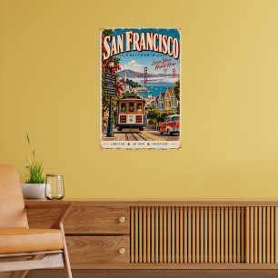 Vintage-Reise-Wandkunst San Francisco Kalifornien Poster