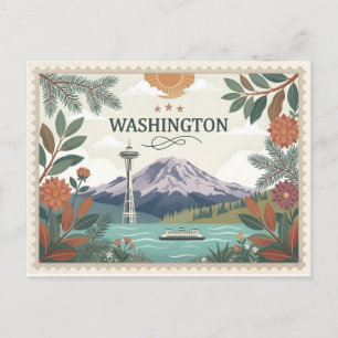 Vintage-Reise Washington State Seattle Space Needl Feiertagspostkarte