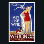 Vintage Reise, Weston-Super-Mare Poster<br><div class="desc">Vintage Reiseplakat für Weston-super-Mare.</div>