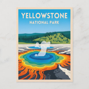 Vintage Reise Yellowstone Nationalpark Landschaft Postkarte