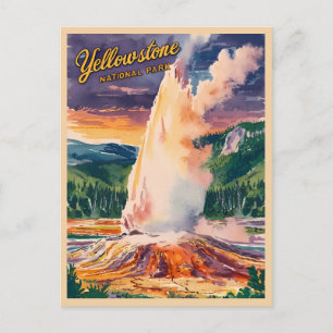Vintage Reise Yellowstone Nationalpark Retro Postkarte