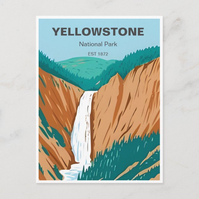 Vintage Reise Yellowstone Nationalpark Wyoming Postkarte (Vorderseite)