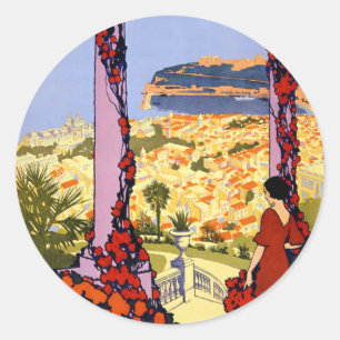 Vintage Reiseaufkleber Monaco Monte Carlo rund Runder Aufkleber