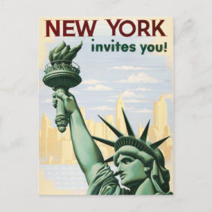 Vintage-Reiseaufruf New York lädt Sie ein Einladungspostkarte