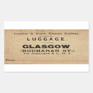 Vintage-Reiseetiket Glasgow Handgelenktasche Rechteckiger Aufkleber