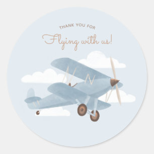 Vintage-Reiseflugzeug-Geburtstagsfeier Runder Aufkleber