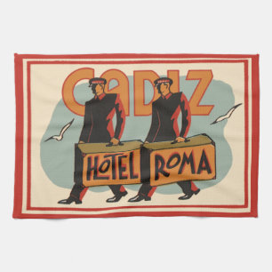 Vintage-Reiseglocken Hotel Roma, Cadiz, Spanien Geschirrtuch