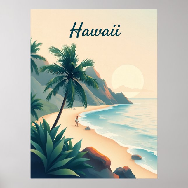 Vintage-Reiseillustration Hawaii Poster (Vorne)