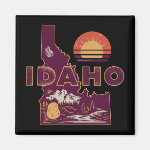 Vintage-Reisekarte von Idaho Retro-amerikanischer Magnet