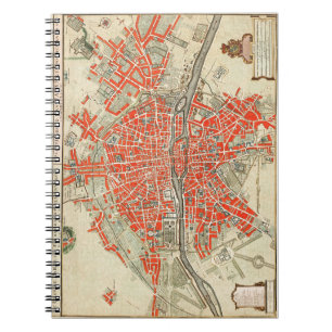 Vintage-Reisekarte von Paris. Alte Stadt / Retro-F Notizblock