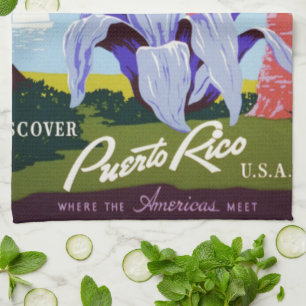 Vintage-Reisekunst, Entdecken Sie Puerto Rico! Geschirrtuch