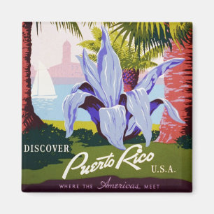 Vintage-Reisekunst, Entdecken Sie Puerto Rico! Magnet