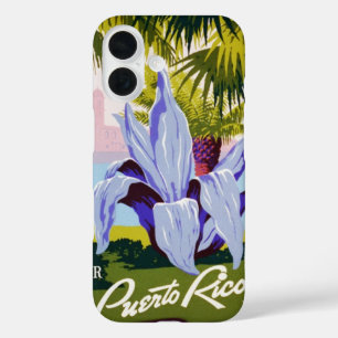Vintage-Reisekunstposter, Entdecken Sie Puerto Ric iPhone 16 Hülle