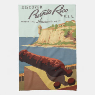 Vintage-Reisekunstposter, Entdecken Sie Puerto Ric Geschirrtuch