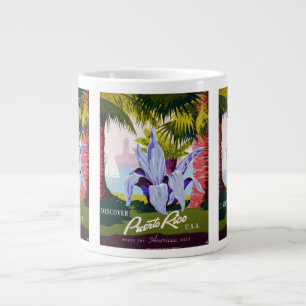 Vintage-Reisekunstposter, Entdecken Sie Puerto Ric Jumbo-Tasse