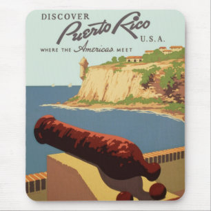 Vintage-Reisekunstposter, Entdecken Sie Puerto Ric Mousepad