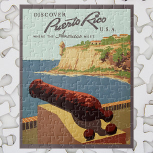 Vintage-Reisekunstposter, Entdecken Sie Puerto Ric Puzzle