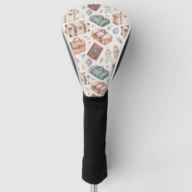 Vintage-Reisemuster für Gepäck (2) Golf Headcover (Vorderseite)
