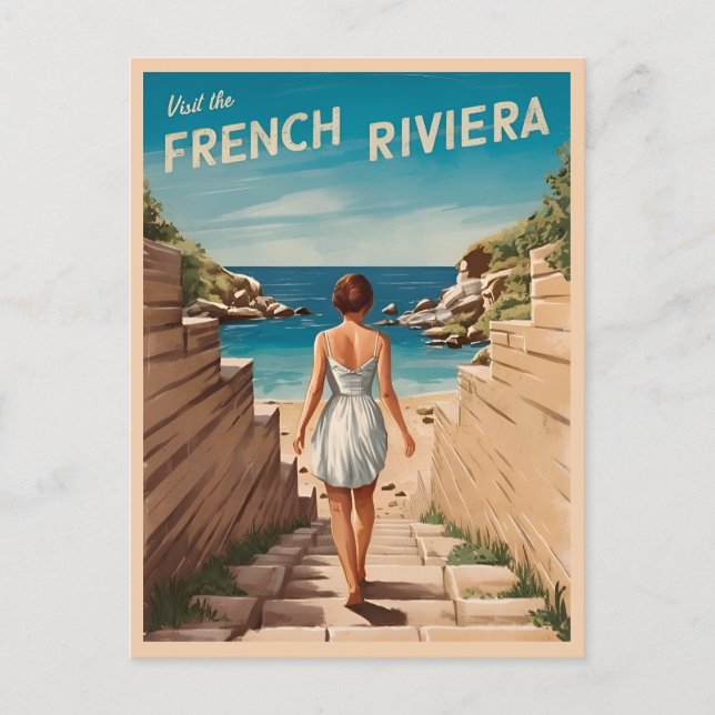 Vintage Reisen Côte d'Azur Landschaftlich Postkarte (Vorderseite)