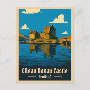 Vintage Reisen Eilean Donan Castle Scotland Retro Postkarte