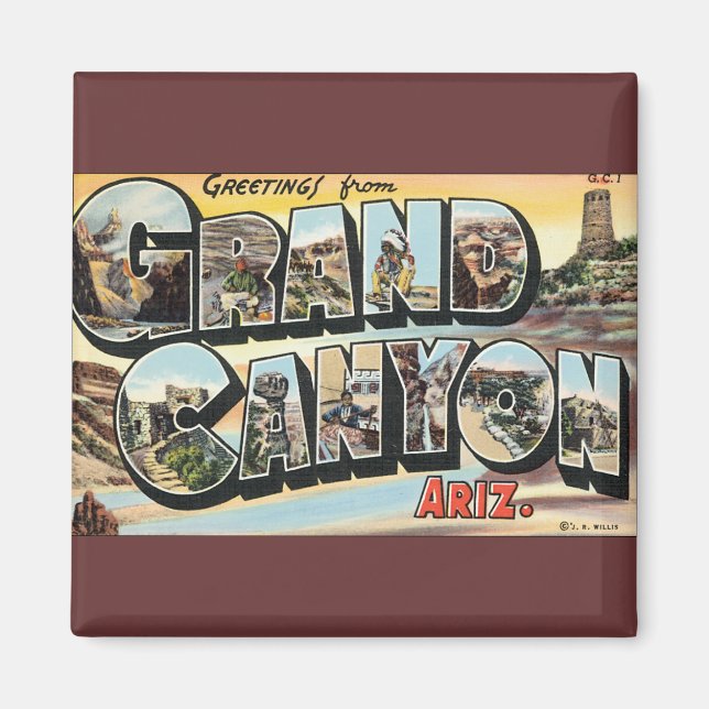 Vintage Reisen Grüße vom Grand Canyon Arizona Magnet (Vorne)
