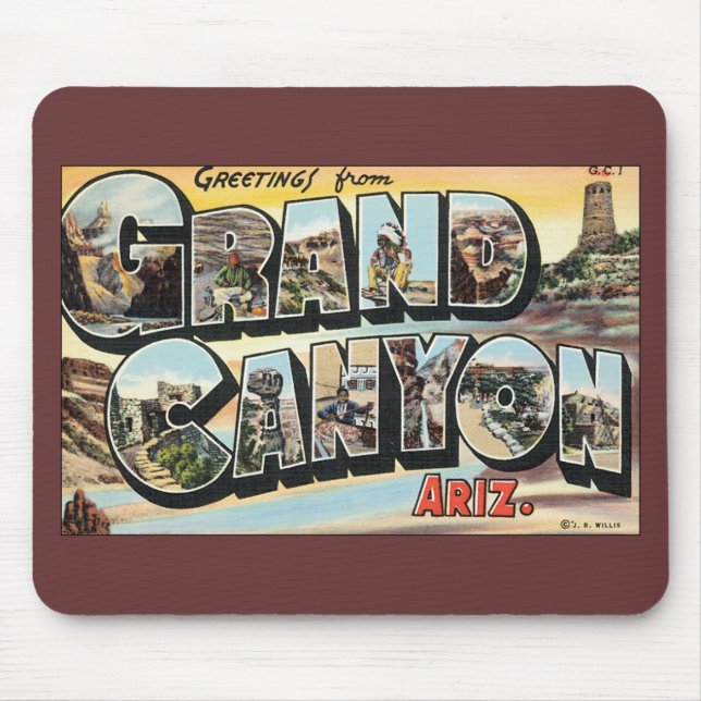 Vintage Reisen Grüße vom Grand Canyon Arizona Mousepad (Vorne)