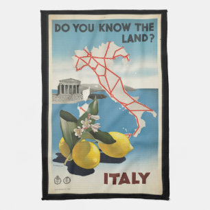 Vintage Reisen Italien Karte mit Zitronen Küchentuch