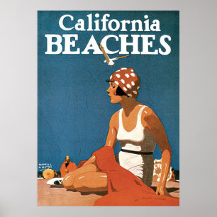 Vintage Reisen Kalifornien Strände Amerika Poster
