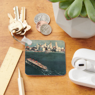 Vintage Reisen mit dem Kreuzfahrtschiff nach New Y Schlüsselanhänger