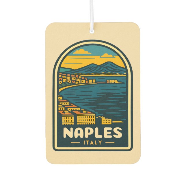 Vintage Reisen Neapel Italien Retro Landschaftlich Autolufterfrischer (Vorderseite)