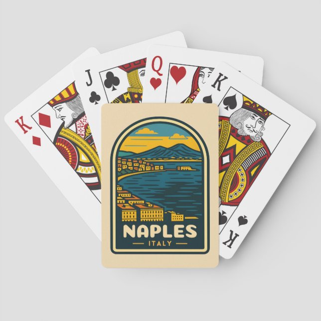 Vintage Reisen Neapel Italien Retro Landschaftlich Spielkarten (Rückseite)