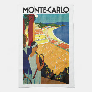 Vintage Reisen, Tennis, Sport, Monte Carlo Monaco Geschirrtuch