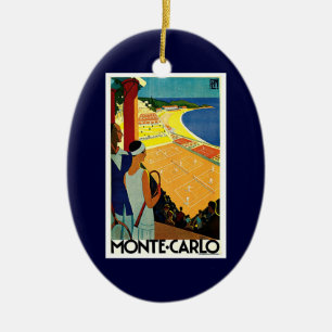 Vintage Reisen, Tennis, Sport, Monte Carlo Monaco Keramikornament