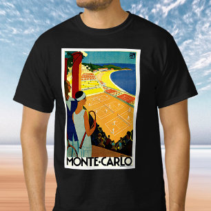 Vintage Reisen, Tennis, Sport, Monte Carlo Monaco T-Shirt