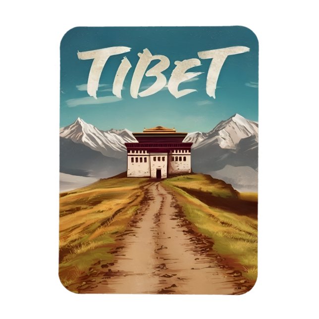 Vintage Reisen Tibet Himalayas Retro Landschaftlic Magnet (Vertikal)