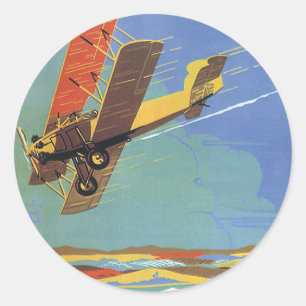 Vintage Reisen und Verkehr Antiquitätenflugzeug Runder Aufkleber