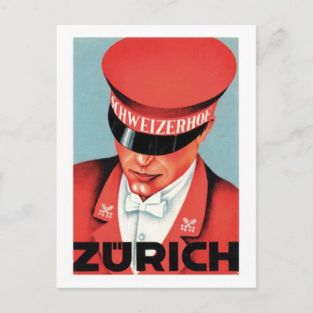 Vintage Reisen Zürich Schweiz Kulturpass Postkarte (Vorderseite)
