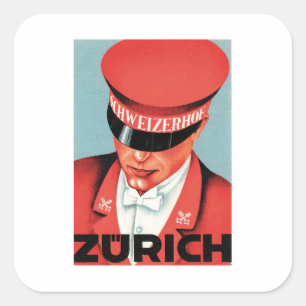 Vintage Reisen Zürich Schweiz Kulturpass Quadratischer Aufkleber