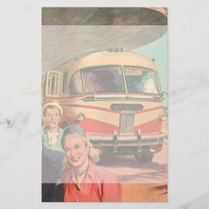 Vintage Reisende am Busbahnhof Briefpapier