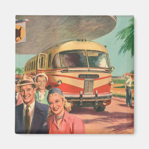 Vintage Reisende am Busbahnhof Magnet