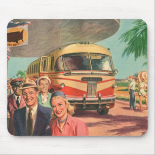 Vintage Reisende am Busbahnhof Mousepad