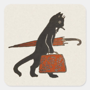 Vintage Reisende Schwarze Katzen Aufkleber