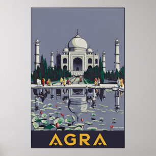 Vintage-Reiseplakat Agra Indien Taj Mahal Tourismu Poster