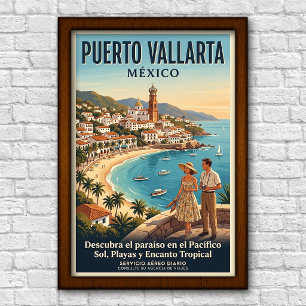 Vintage-Reiseplakat aus Puerto Vallarta, 1960er Ja Poster