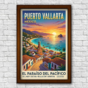 Vintage-Reiseplakat aus Puerto Vallarta, 1960er Ja Poster